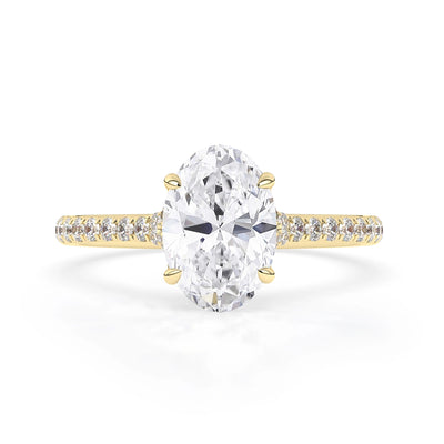 2.0CT Oval Cut Split Shank Pave Setting Moissanite Engagement Ring