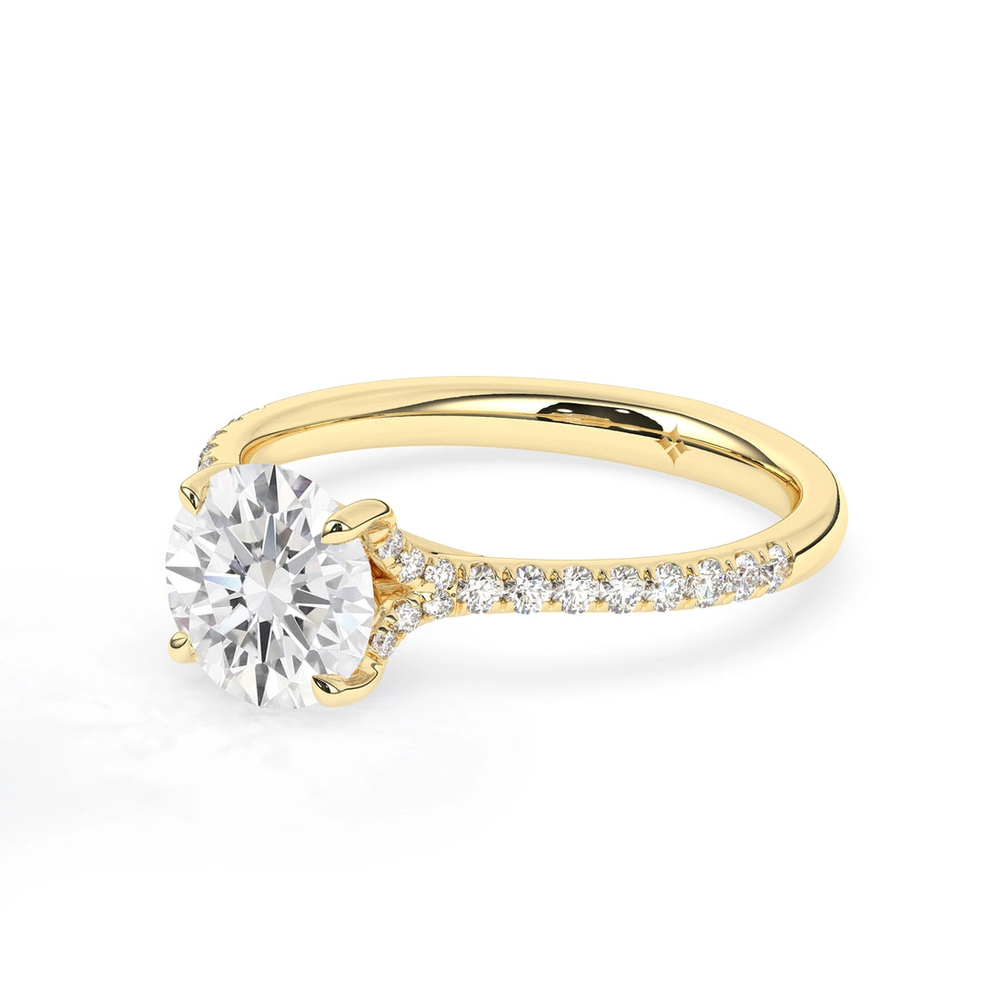 2.0 CT Round Cut Split Shank Pave Setting Moissanite Engagement Ring