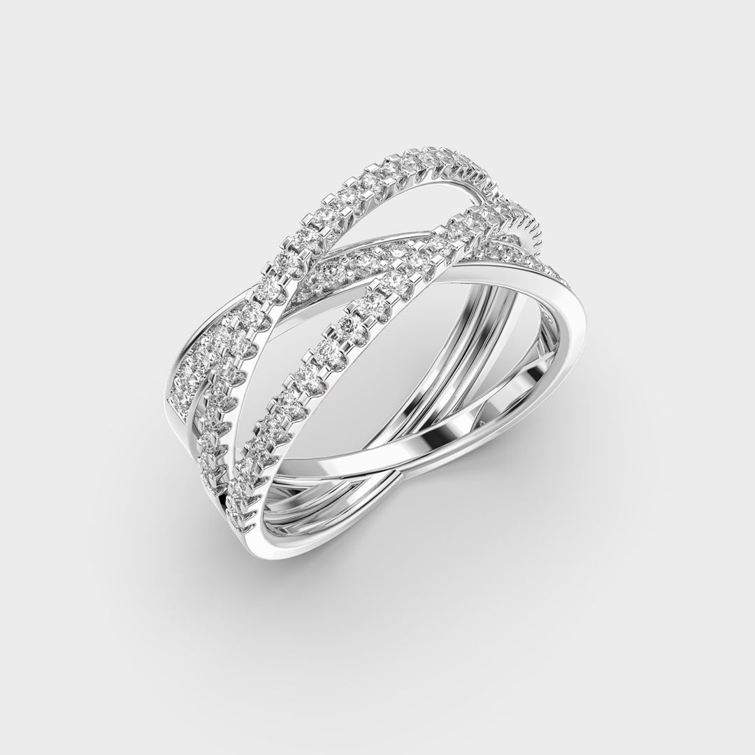 Round Cut Moissanite Colliding Orbit Diamond Ring For Women