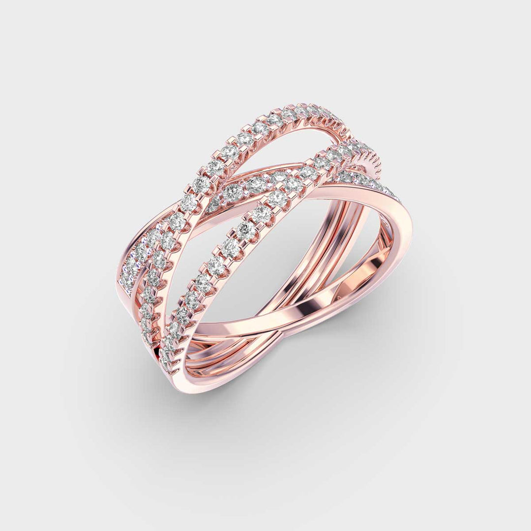 Round Cut Moissanite Colliding Orbit Diamond Ring For Women