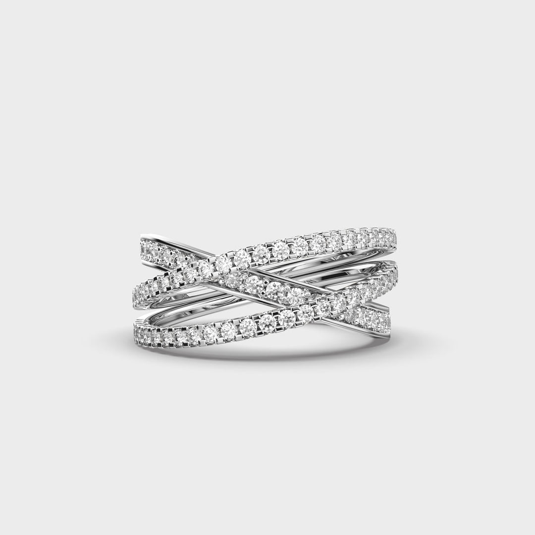 Round Cut Moissanite Colliding Orbit Diamond Ring For Women