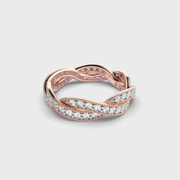 Round Cut Shared Prong Entwining Triumph Diamond Wedding Band For Women