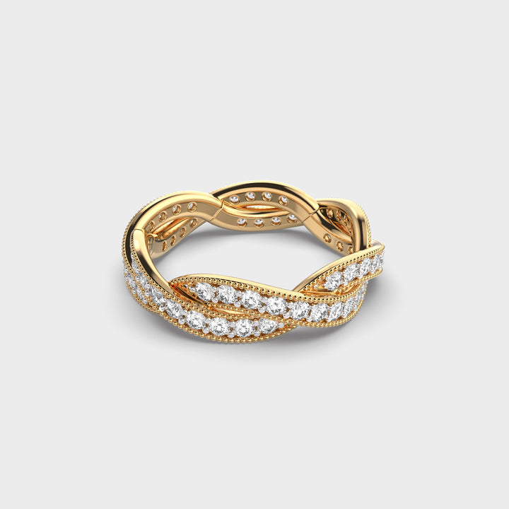 Round Cut Shared Prong Entwining Triumph Diamond Wedding Band For Women