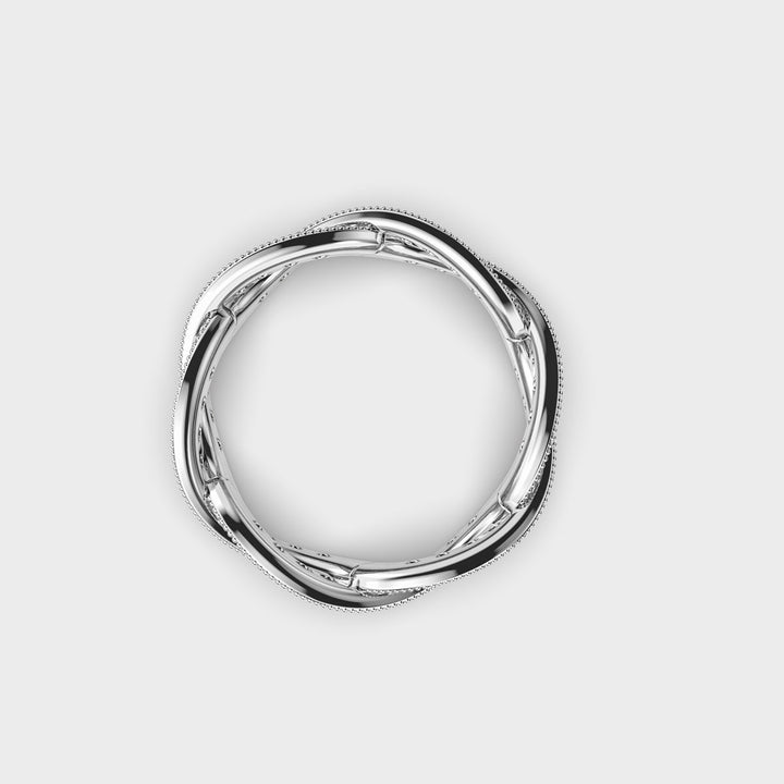 Round Cut Shared Prong Entwining Triumph Diamond Wedding Band For Women