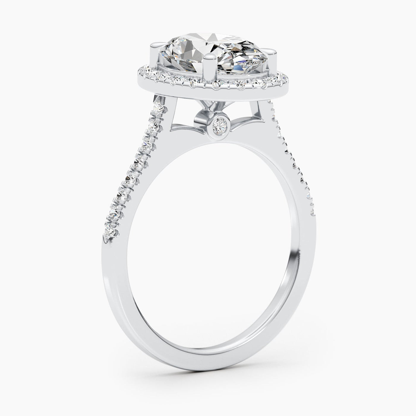 1.50-3.50 CT Oval Halo & Pave Diamond Engagement Ring