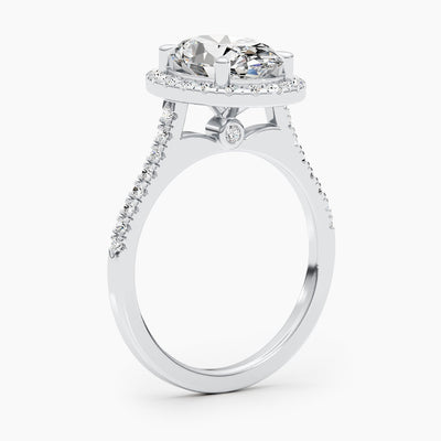 1.50-3.50 CT Oval Halo & Pave Diamond Engagement Ring