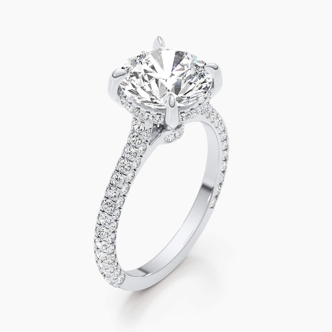 1.50-3.50 CT Round Hidden Halo & Pave Diamond Engagement Ring
