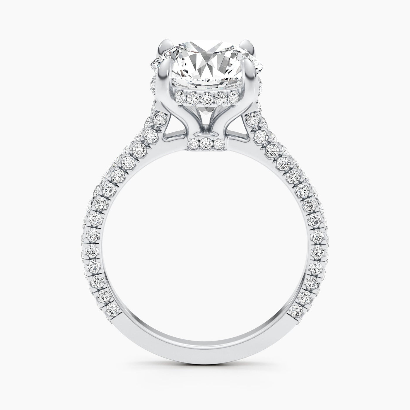 1.50-3.50 CT Round Hidden Halo & Pave Diamond Engagement Ring