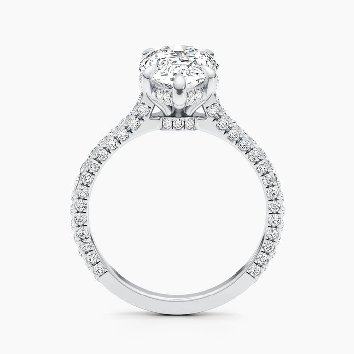 1.50 -3.50 CT Pear Hidden Halo & Pave Setting Diamond Engagement Ring