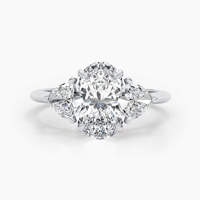 1.50-3.50 CT Oval 3 Stones Diamond Engagement Ring
