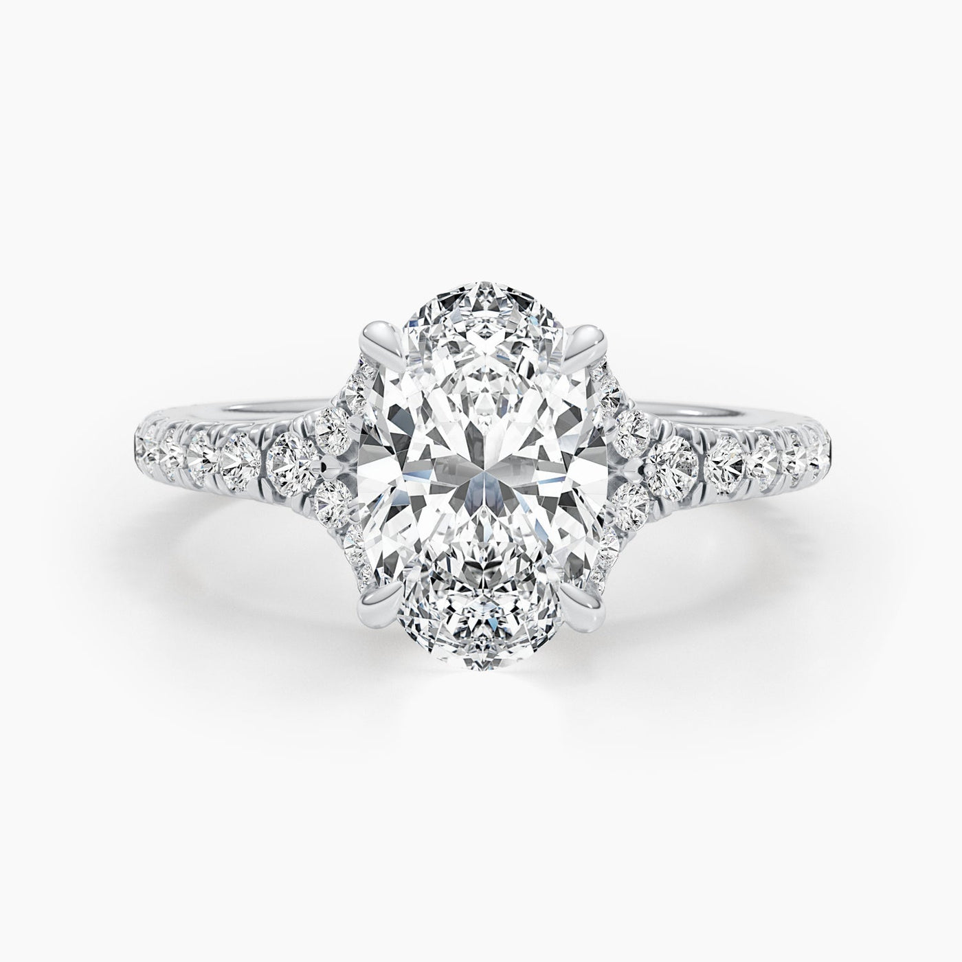 1.50-3.50 CT Oval Pave Diamond Engagement Ring