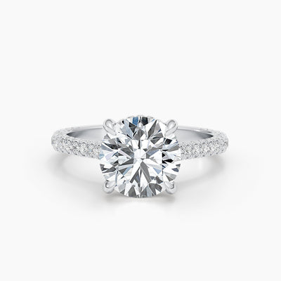 1.50-3.50 CT Round Hidden Halo & Pave Diamond Engagement Ring