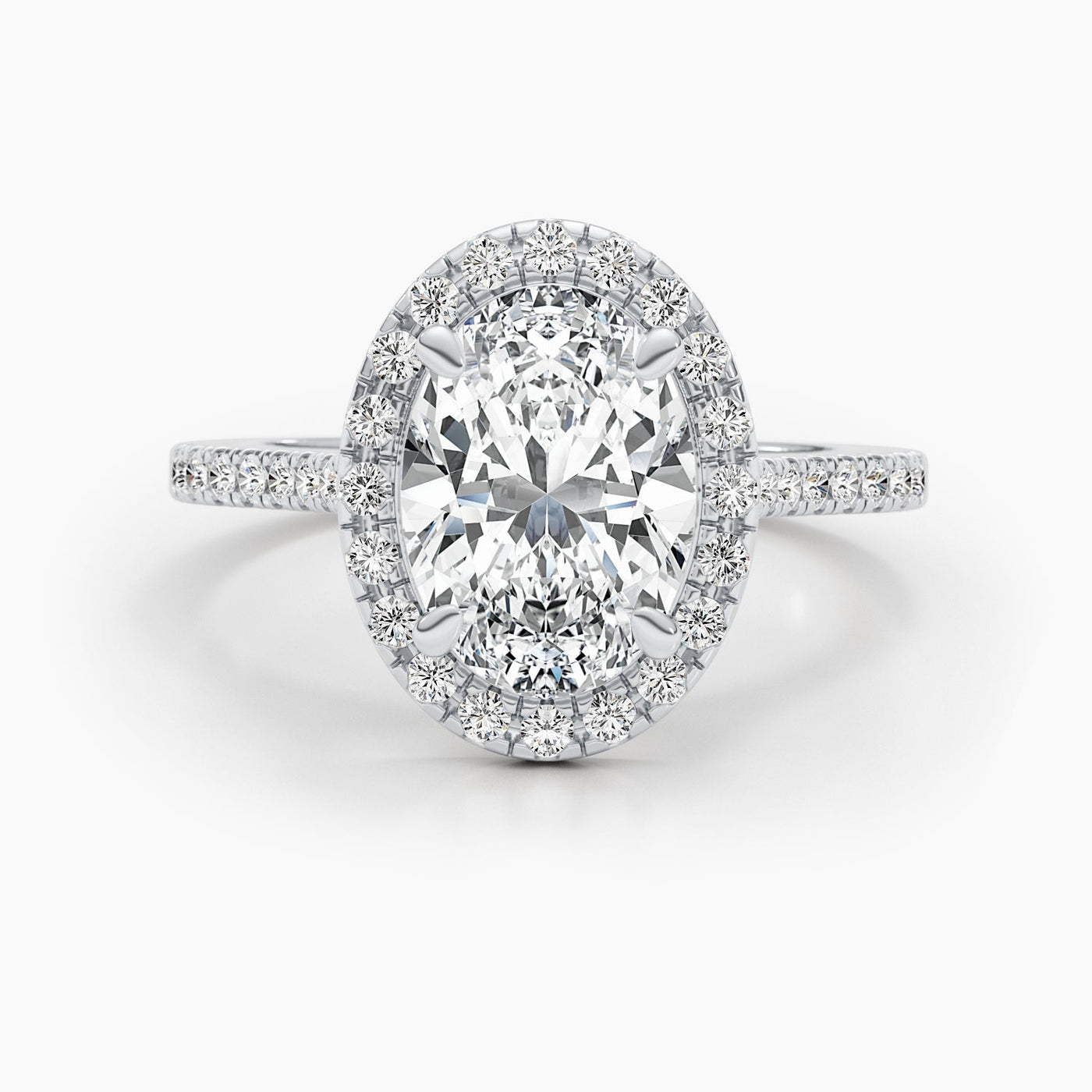 1.50-3.50 CT Oval Halo & Pave Diamond Engagement Ring