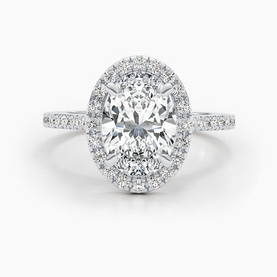 1.50-3.50 CT Oval Halo & Pave Diamond Engagement Ring