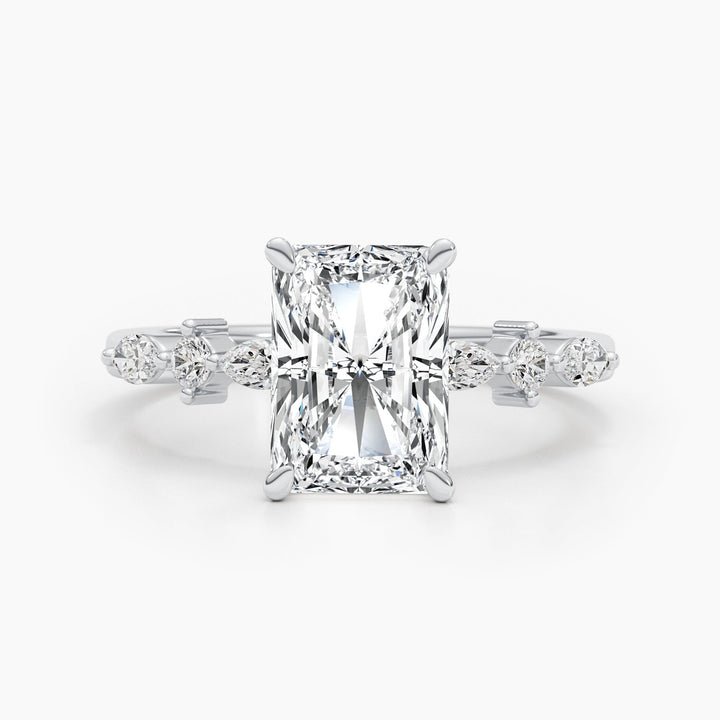 2.0 CT-4.0 CT Radiant Diamond Engagement Ring With Dainty Setting