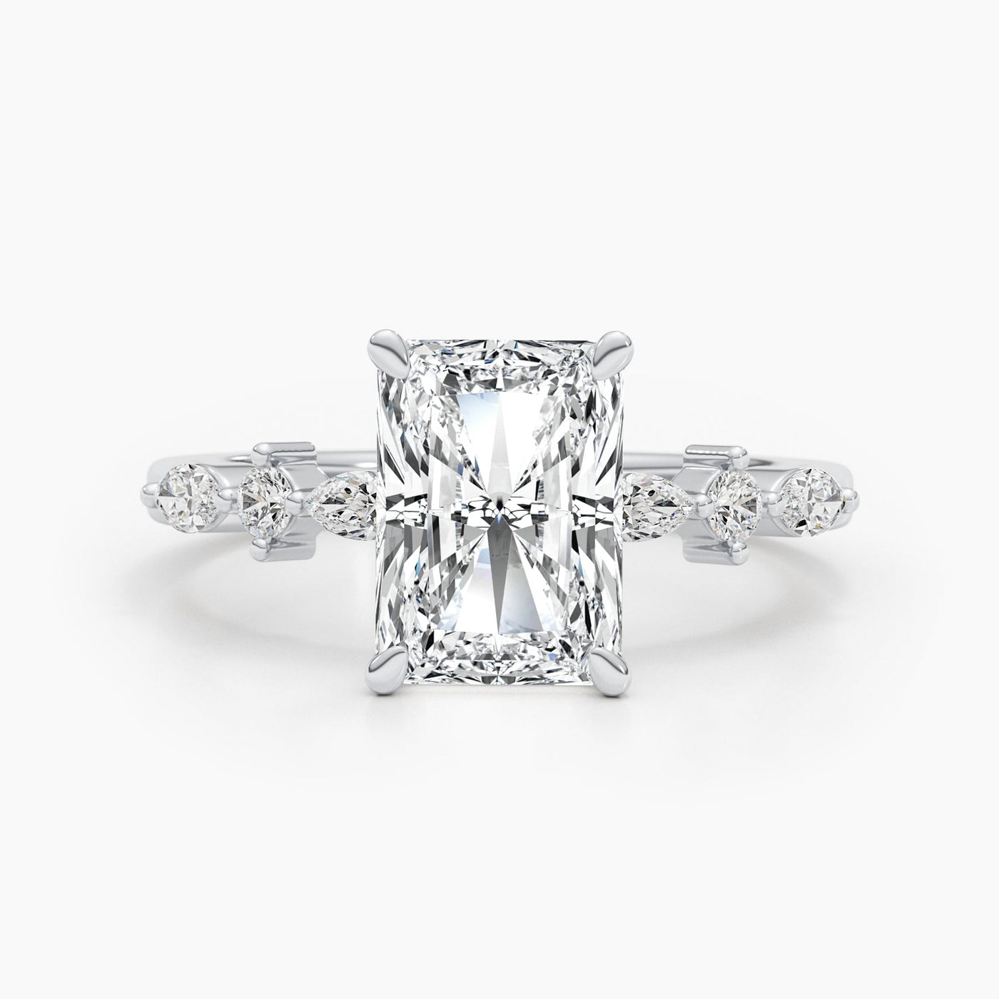 2.0 CT-4.0 CT Radiant Diamond Engagement Ring With Dainty Setting