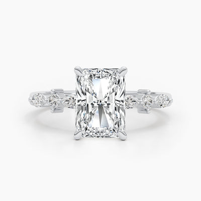 2.0 CT-4.0 CT Radiant Diamond Engagement Ring With Dainty Setting