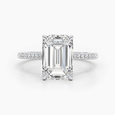 2.50 CT-4.50 CT Emerald Pave Diamond Engagement Ring