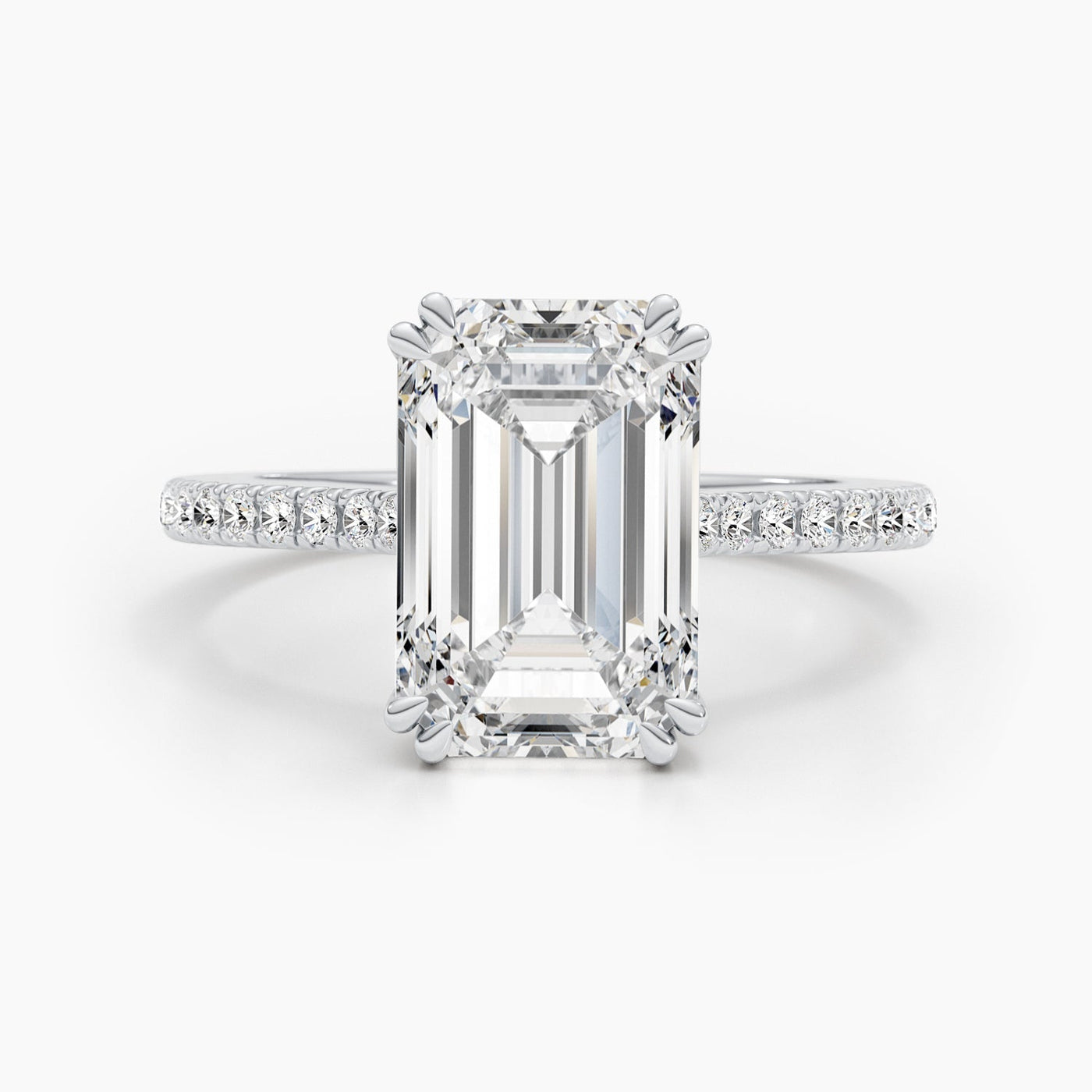 2.50 -5.0 CT Emerald Pave Diamond Engagement Ring