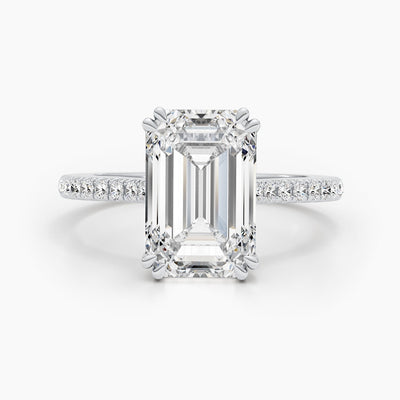 2.50 -5.0 CT Emerald Pave Diamond Engagement Ring