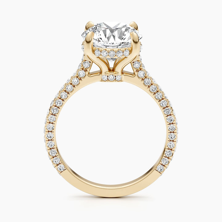 1.50-3.50 CT Round Hidden Halo & Pave Diamond Engagement Ring