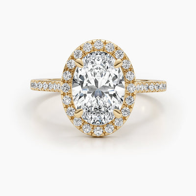 1.50-3.50 CT Oval Halo & Pave Diamond Engagement Ring
