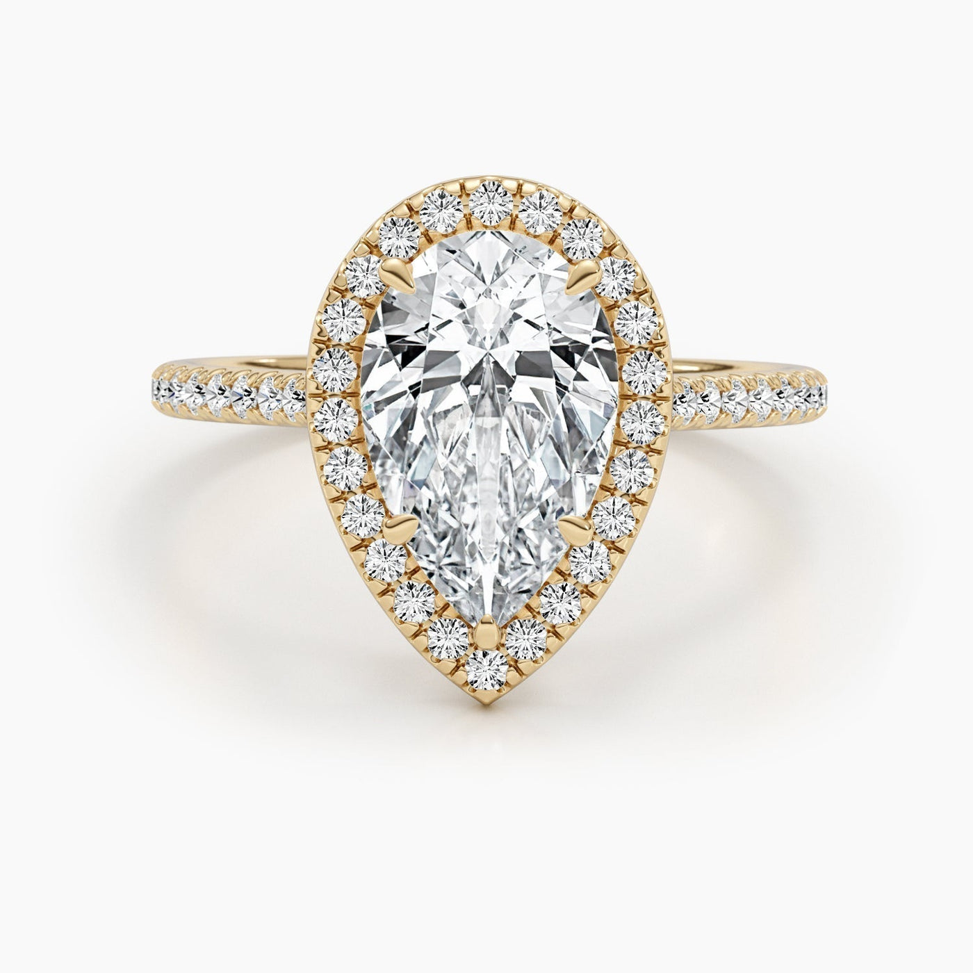 1.50-3.50 CT Pear Diamond Engagement Ring With Halo & Pave Setting