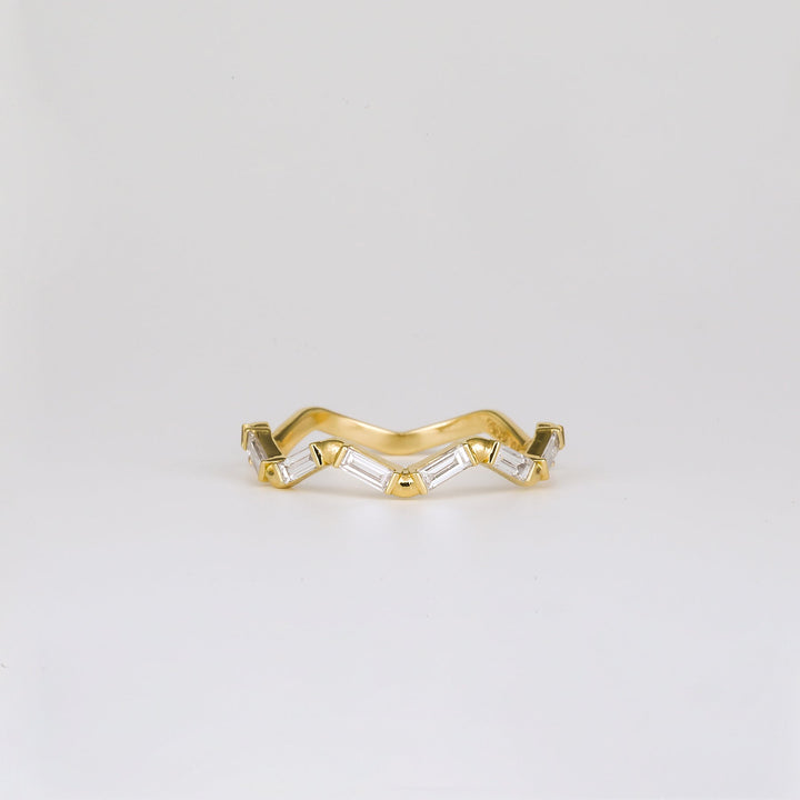 0.44 TCW Baguette Lab Grown Diamond Zig Zag Wedding Band