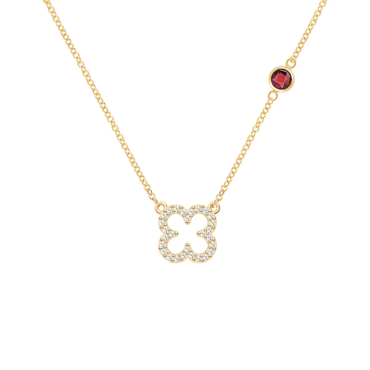 0.35 TCW Round Cut Floral Moissanite January Birthstone Necklace