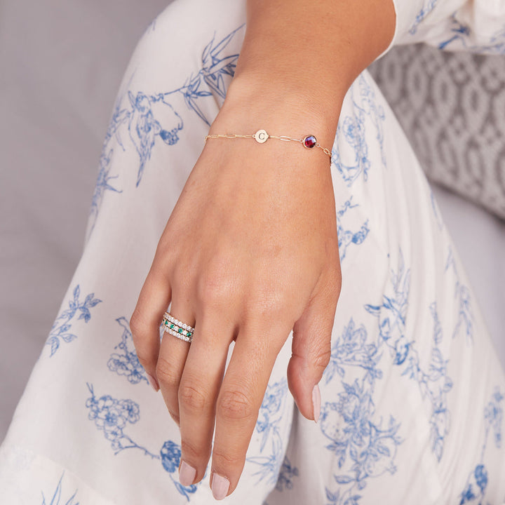 0.84CT Round Cut Customized Moissanite July Birthstone Bracelet