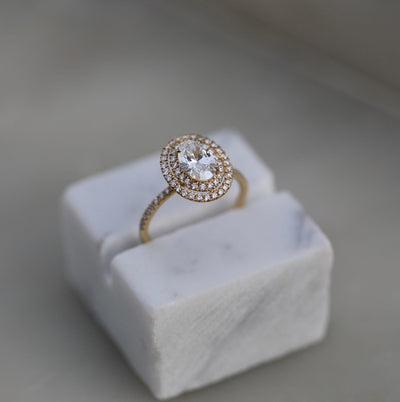 1.0 CT-3.0 CT Oval Double Halo  Lab Grown Diamond Engagement Ring