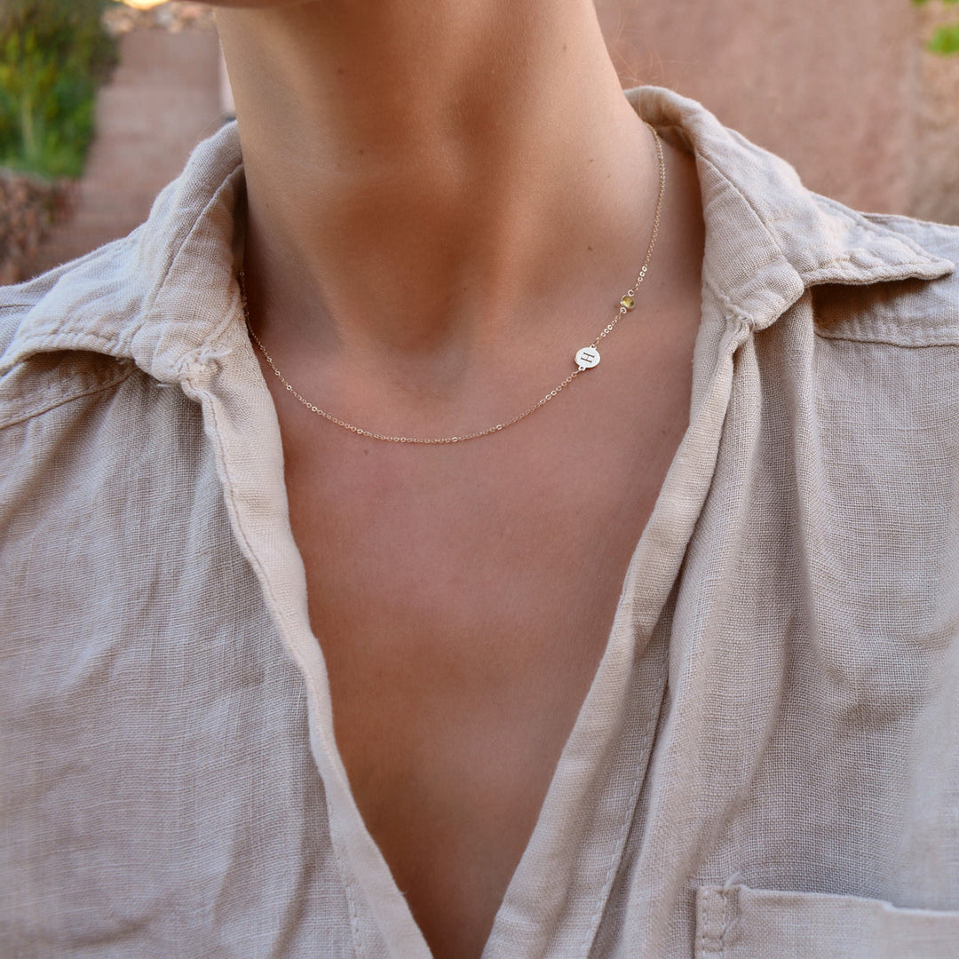 0.25 TCW Round Cut Customized Moissanite November Birthstone Necklace