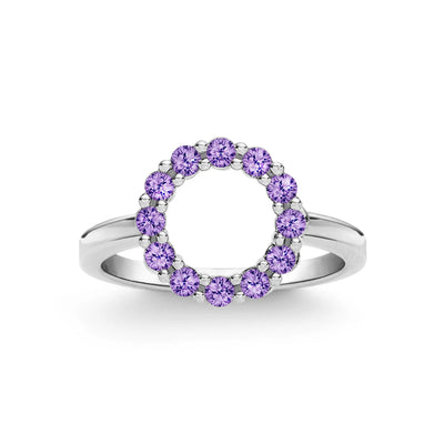 2.0TCW Round Amethyest Moissanite February Birthstone Engagement Ring