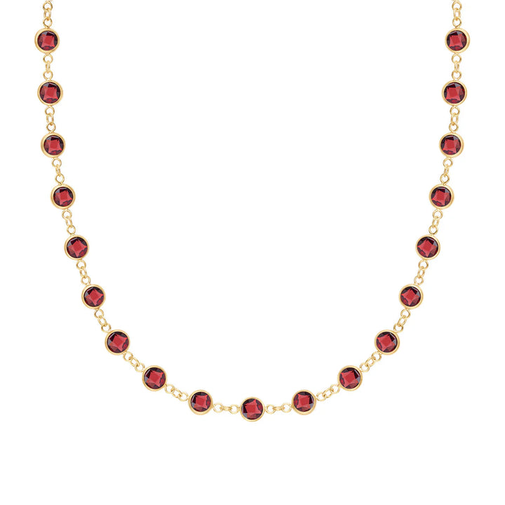 11.80 TCW Round Garnet Moissanite Diamond January Birthstone Necklace