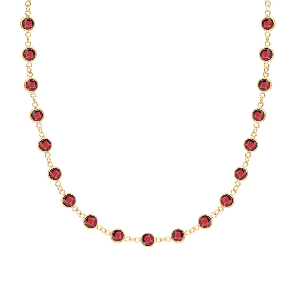 11.80 TCW Round Garnet Moissanite Diamond January Birthstone Necklace