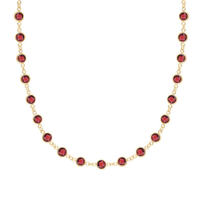 11.80 TCW Round Garnet Moissanite Diamond January Birthstone Necklace