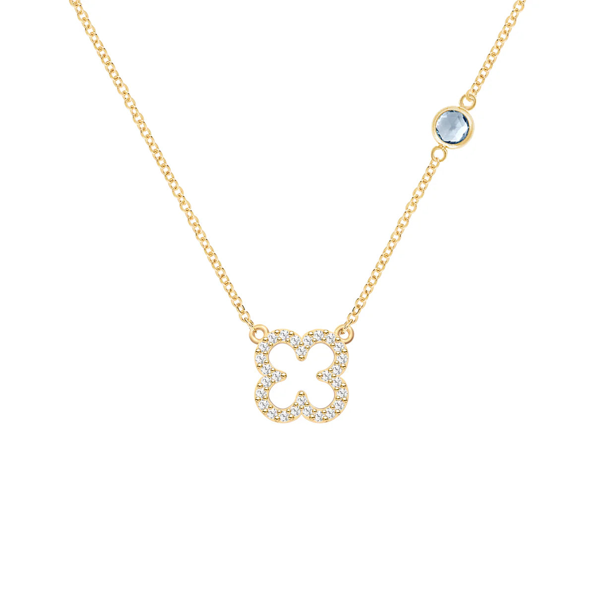 1.93TCW Round Open Floral Moissanite March Birthstone Necklace
