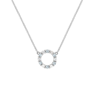 1.45TCW Round Open Circle Moissanite March Birthstone Necklace