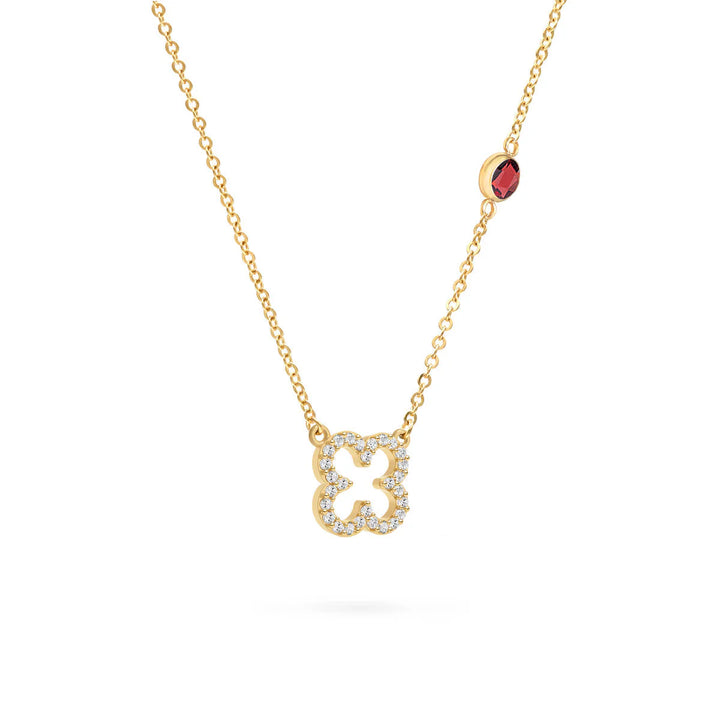 0.35 TCW Round Cut Floral Moissanite January Birthstone Necklace