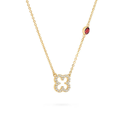 0.35 TCW Round Cut Floral Moissanite January Birthstone Necklace