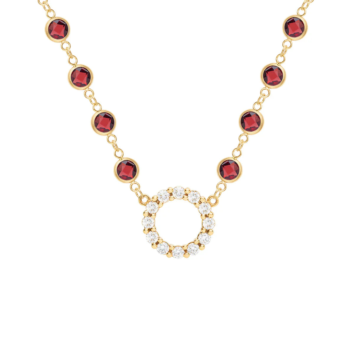 13.5 TCW Round Cut Open Circle Moissanite January Birthstone Necklace