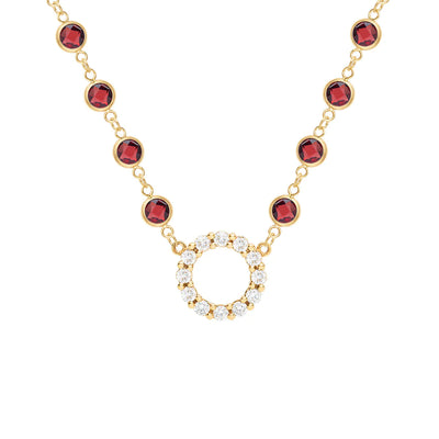 13.5 TCW Round Cut Open Circle Moissanite January Birthstone Necklace