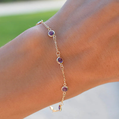 1.75TCW Round Cut Amethyst Moissanite February Birthstone Bracelet