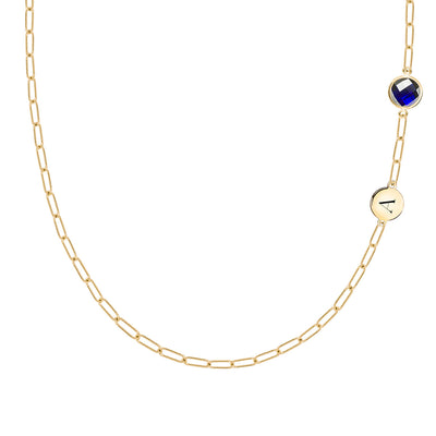 0.90 TCW Round Cut Customized Moissanite September Birthstone Necklace