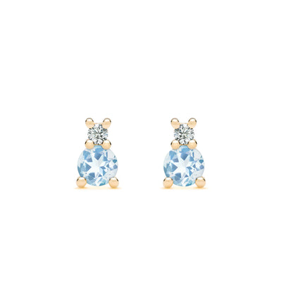 0.40 TCW Round Aquamarine Moissanite March Birthstone Stud Earrings