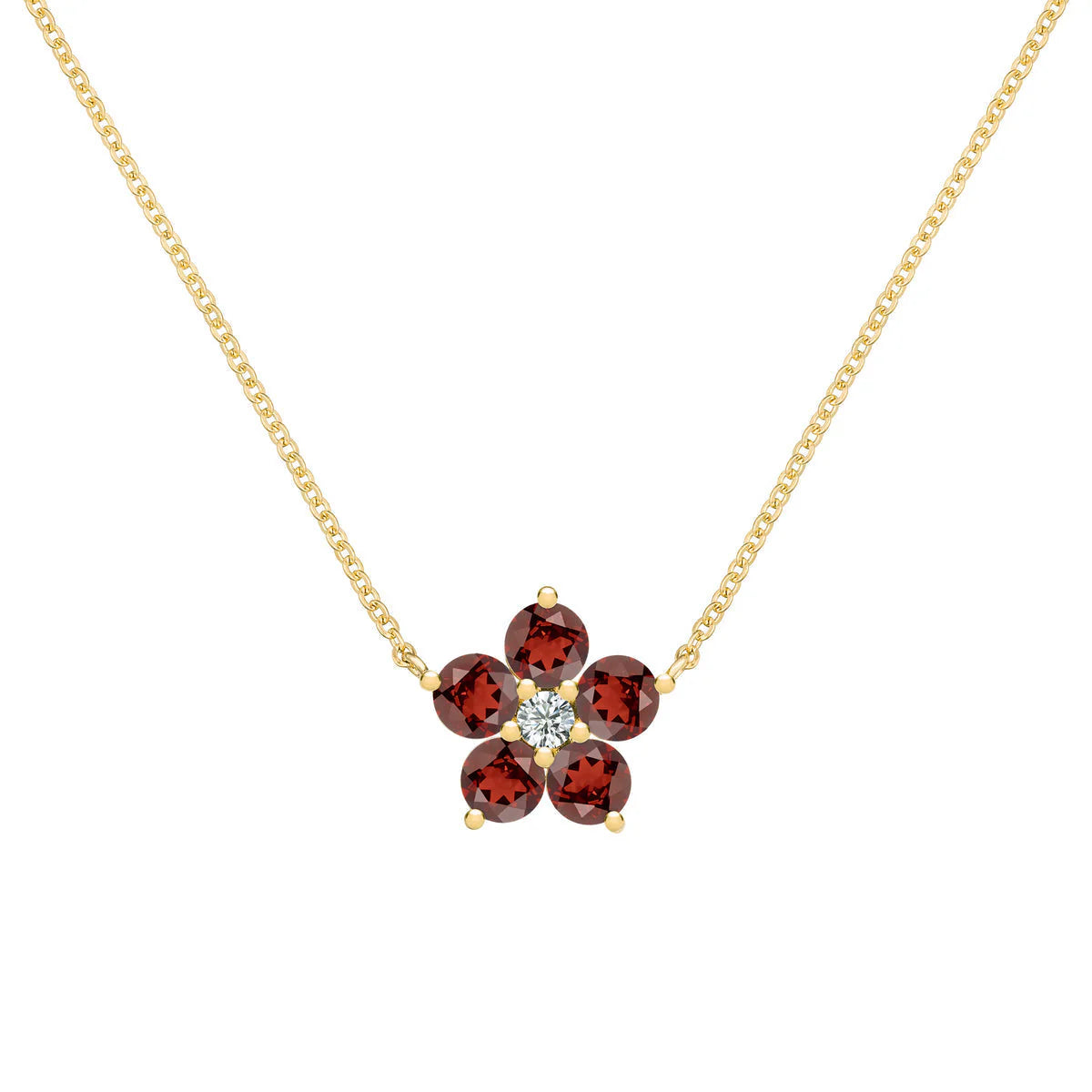 1.45 TCW Round Cut Flower Design Moissanite Necklace-January Birthstone