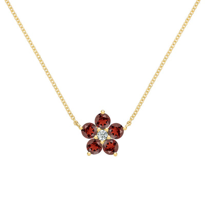 1.45 TCW Round Cut Flower Design Moissanite Necklace-January Birthstone