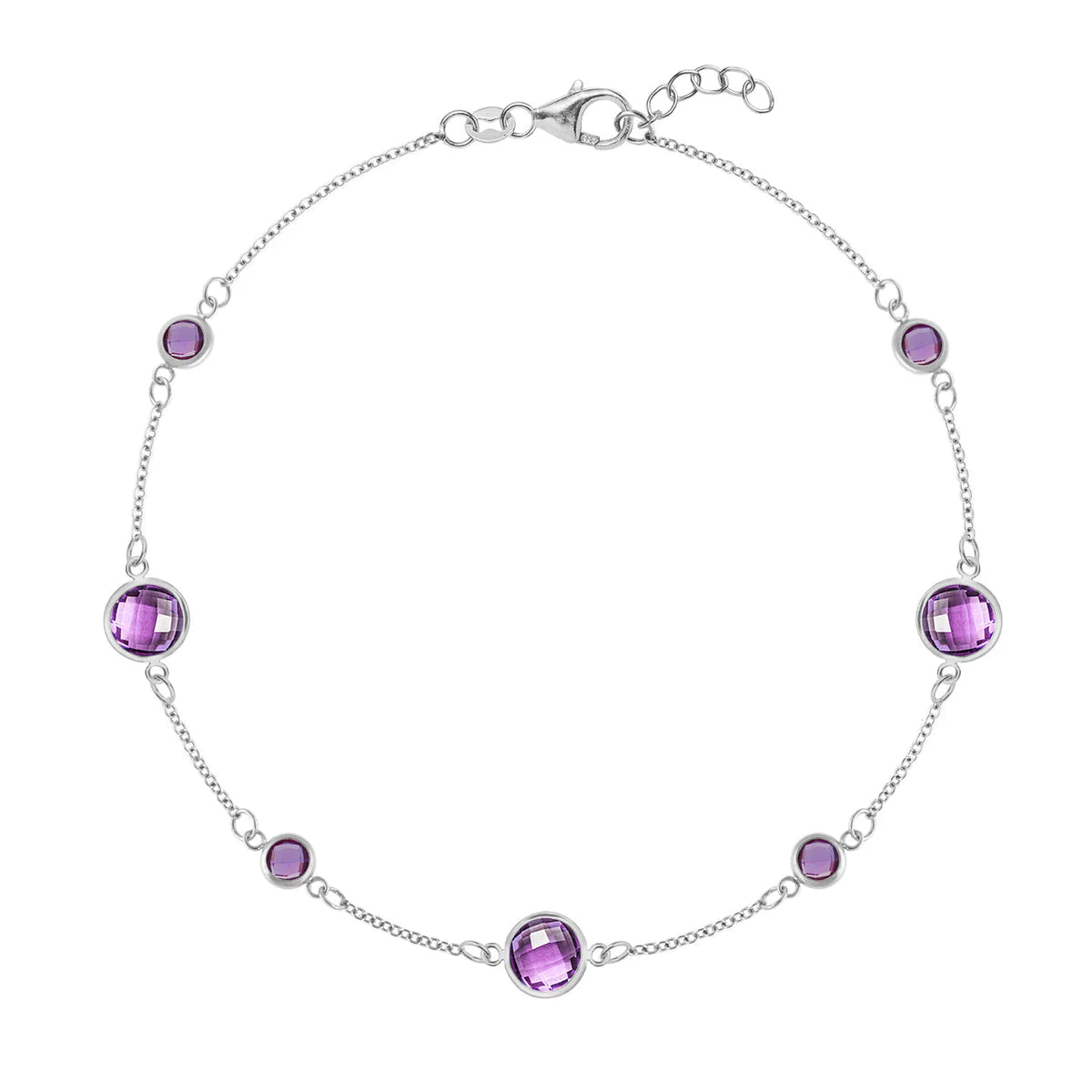 2.12TCW Round Cut Amethyst Moissanite February Birthstone Bracelet