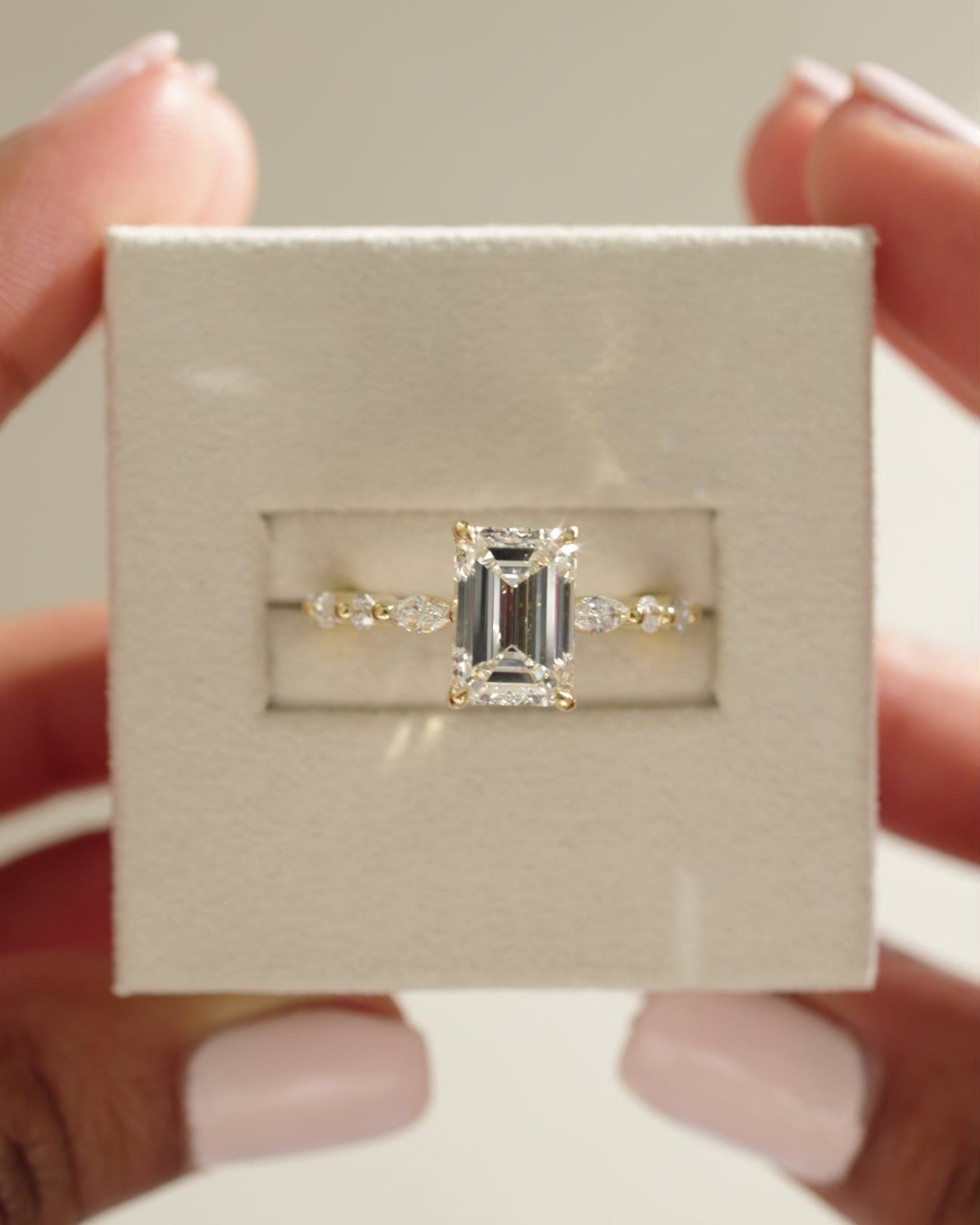 1.50 CT Emerald Cut Pave Setting Moissanite Engagement Ring