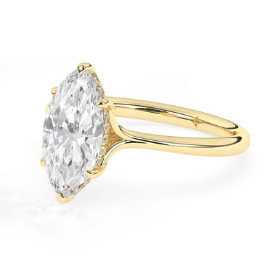 2.0CT Marquise Cut Hidden Halo Split Shank Moissanite Engagement Ring